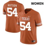 Texas Longhorns Women's #54 Cole Hutson Authentic Orange NIL 2022 College Football Jersey ZPT42P4D